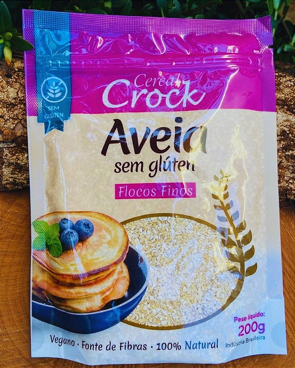 Aveia Sem Glúten em Flocos Finos 200g Cereal Crock | Vegana e Fonte de Fibras