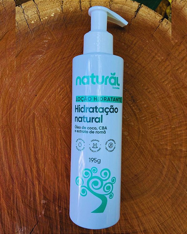 Loção Hidratante Natural com Óleo de Coco, CBA e Romã 195g | Vegana e Sem Parabenos