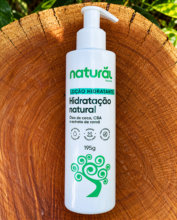 Loção Hidratante Natural com Óleo de Coco, CBA e Romã 195g | Vegana e Sem Parabenos