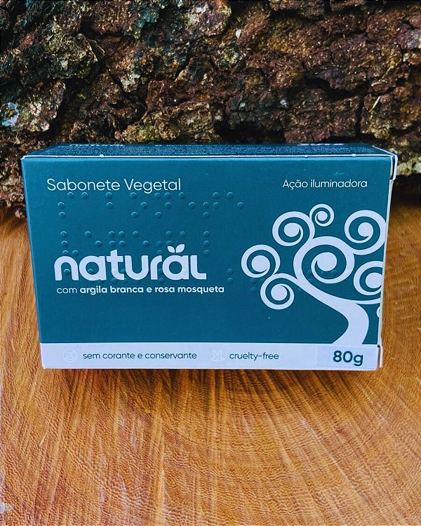 Sabonete Vegetal Natural com Argila Branca e Rosa Mosqueta 80g – Limpeza Suave e Iluminadora