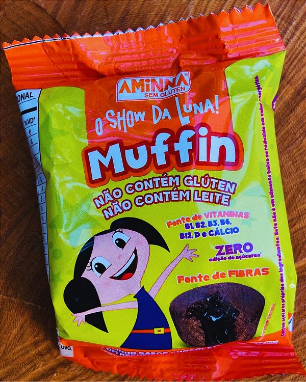 Muffin Sem Glúten Aminna Chocolate 40g | Zero Açúcares Adicionados | Fonte de Fibras