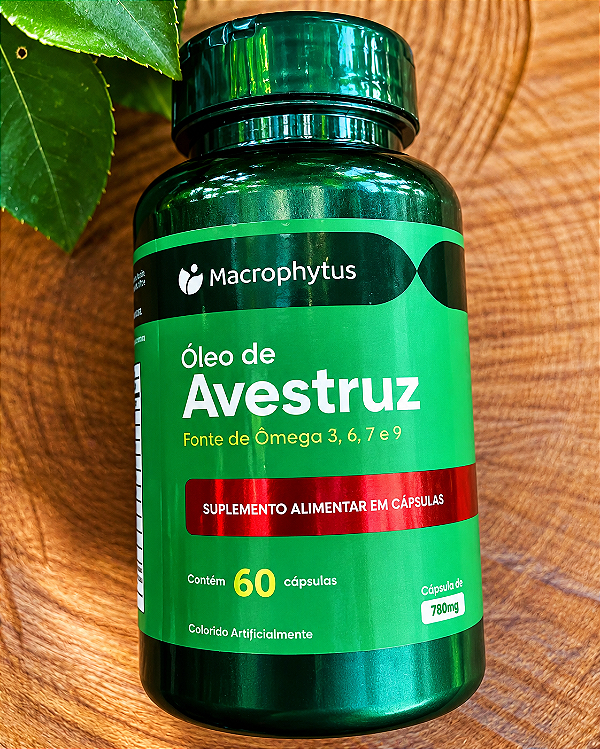 Óleo de Avestruz 60 Cápsulas 780mg Macrophytus | Ômega 3, 6, 7 e 9