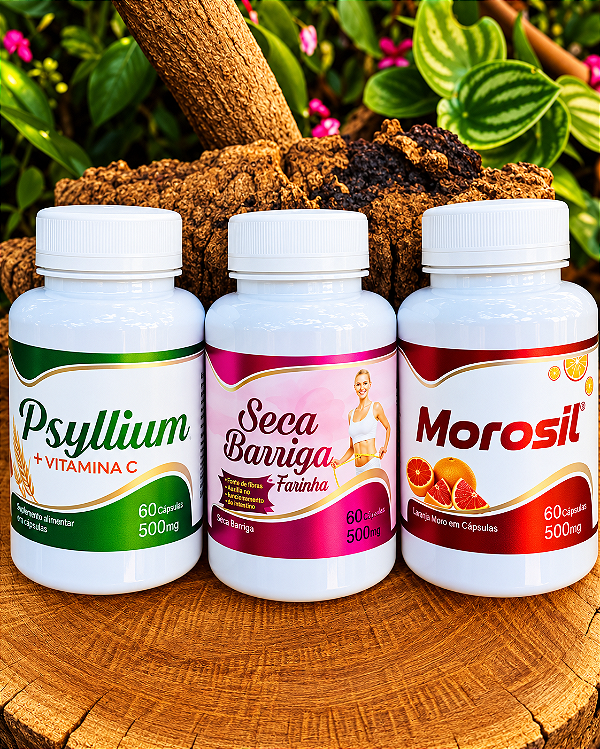 Kit Seca Barriga com Psyllium, Morosil e Seca Barriga Farinha 500mg