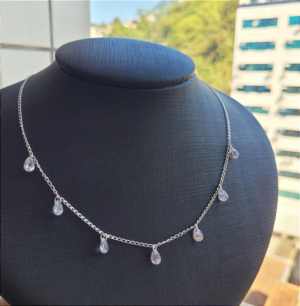Colar Chocker Pedras Zirconia - Pratas 925