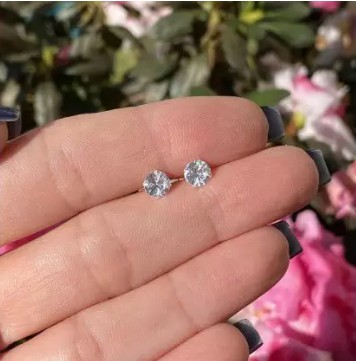 Brinco Zirconia redondo 5mm  - Prata 925