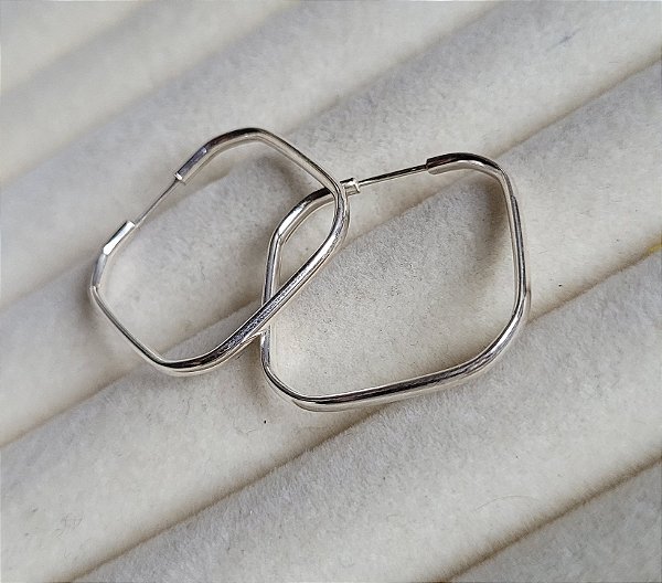 Argola Quadrada 22mm - Prata 925