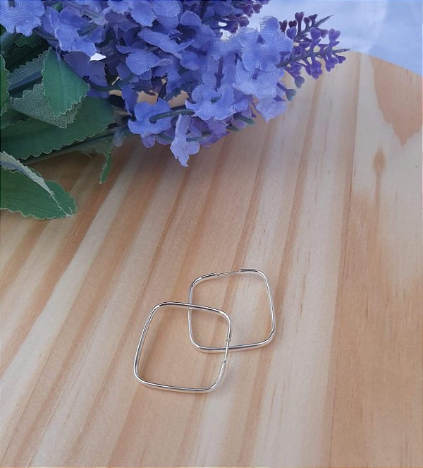 Argola Quadrada 22mm - Prata 925