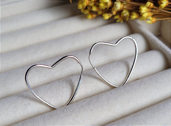 Argola Coração 25mm - Prata 925
