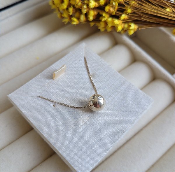 Colar Pingente Bola 8 mm Prata 925