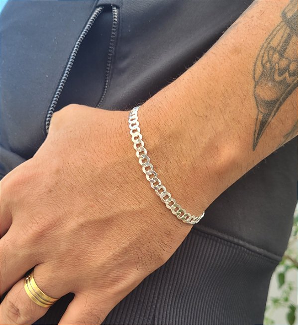 Pulseira masc. elos grumet 5mm - Prata 925
