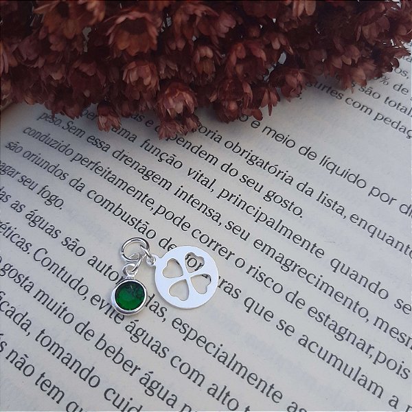 Pingente Trevo c/ Pedra - Prata 925