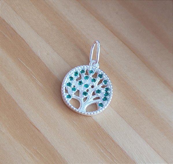 Pingente Medalha Arvore da Vida Zirconia - Prata 925