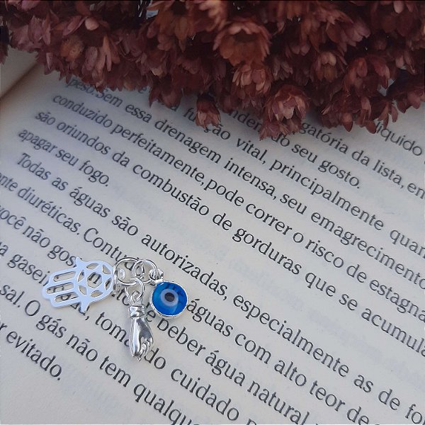 Pingente Trio Hansá/ Figa / Olho Grego - Prata 925