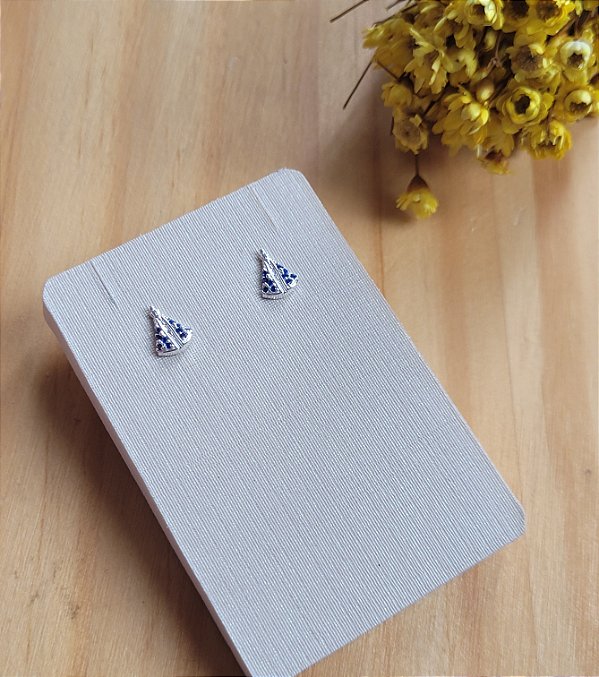 Brinco Zircônia Nossa Sra. Aparecida Mini- Prata 925