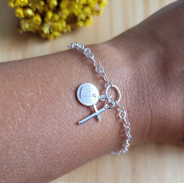 Pulseira Nossa Senhora / Cruz - Prata 925