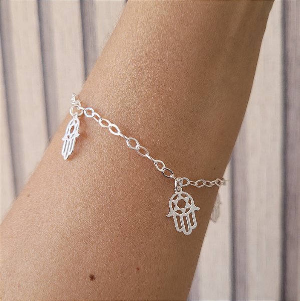 Pulseira Pingente Hansá - Prata 925