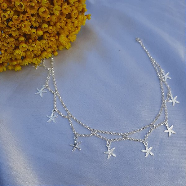 Tornozeleira Tela Estrela - Prata 925
