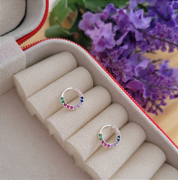 Piercing Zirc. Coloridas Helix/Daith - Prata 925