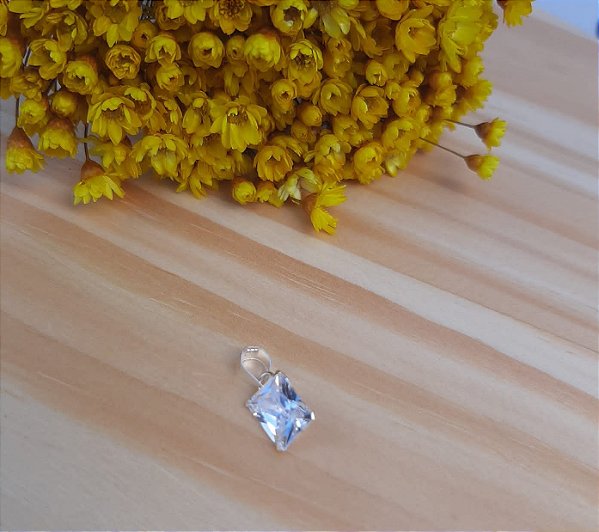 Pingente Zirc. Retangular - Prata 925