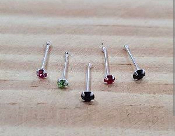 Piercing Tragus / Nariz Ponto de Luz Colorido  - Prata 925