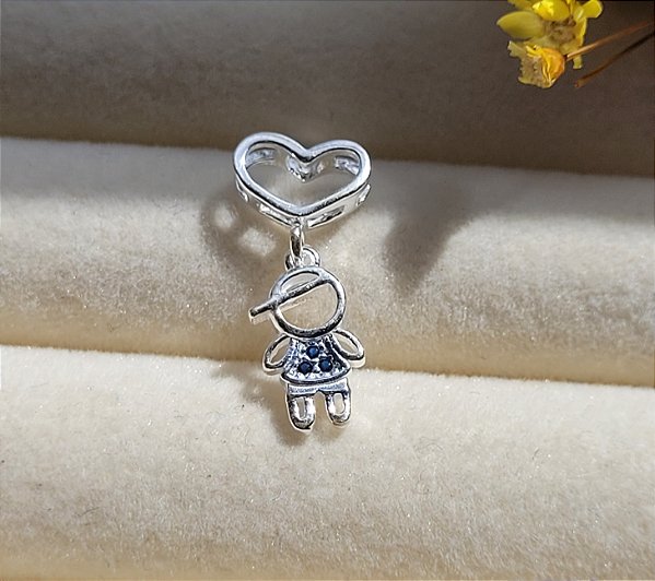 Pingente Coração Menino Pendurado - Prata 925