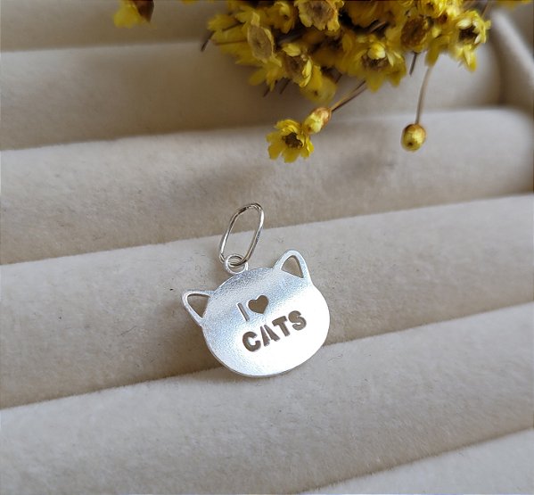 Pingente I Love Cats - Prata 925