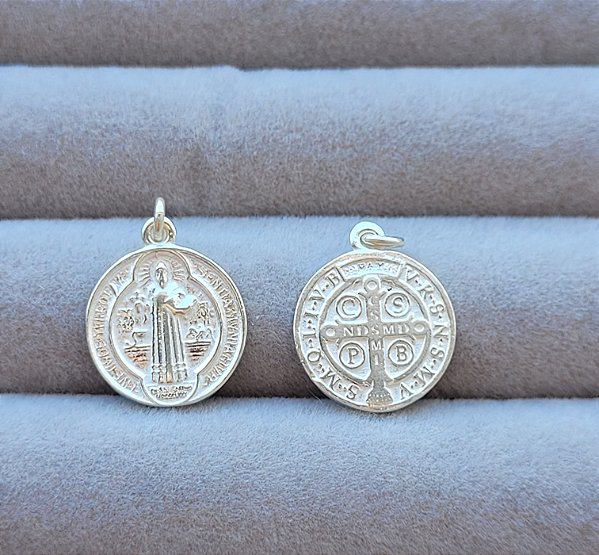 Pingente Medalha de São Bento 1cm - Prata 925