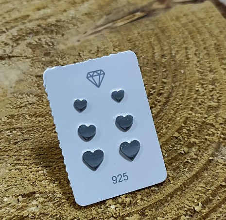 Trio Coração Placa - Prata 925