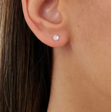 Brinco Zirc Redondo 4mm - Prata 925