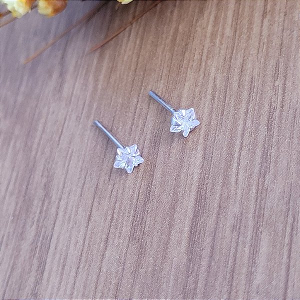 Brinco Zirc. Estrela 4 mm - Prata 925