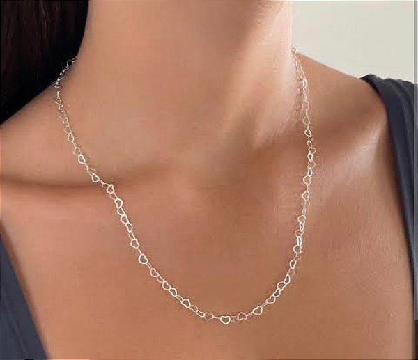 Garg. Corações Entrelaçados Flat (45cm) - Prata 925