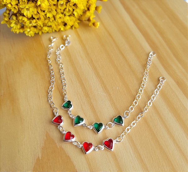 Pulseira Quatro Corações Zirconia - Prata 925