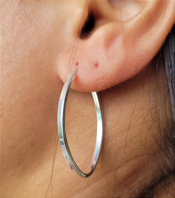 Argola oval 27mm - Prata 925