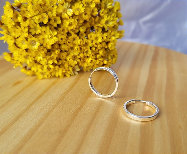 Argola Fio Quadrado 16 mm - Prata 925