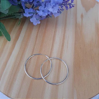 Argola Fio Redondo Fino 42mm - Prata 925