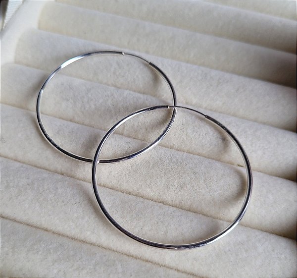 Argola Fio Redondo Fino 42mm - Prata 925