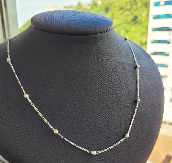 Gargantilha 3x1 c/ bolas 3mm - Prata 925