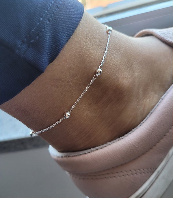 Tornozeleira 3X1 c/ bola - Prata 925