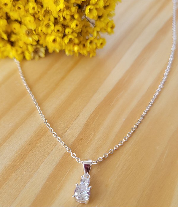 Gargantilha Zirconia Duplo - Prata 925