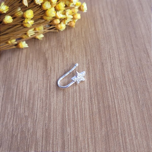 Piercing Fake Estrela Cravejado - Prata 925