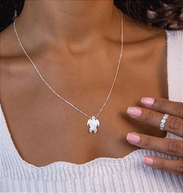 Colar Tartaruga Madre Pérola - Prata 925