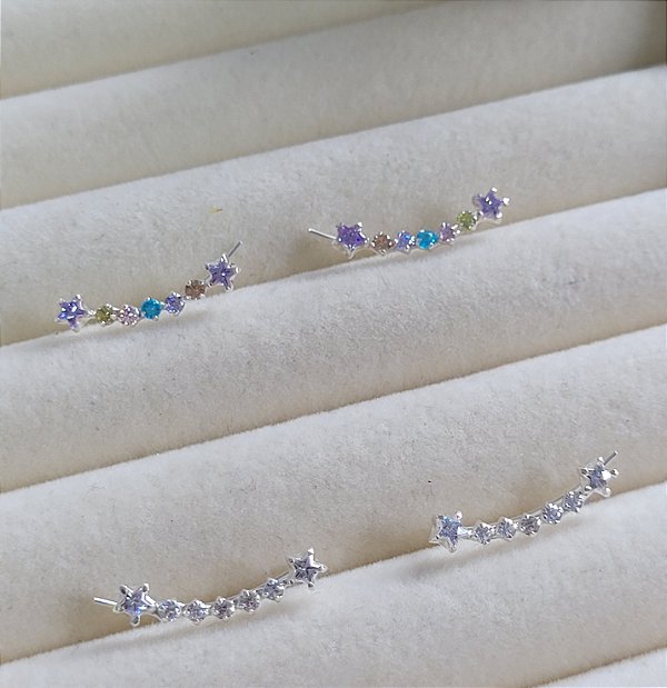 Brinco Ear cuff Cristal - Prata 925