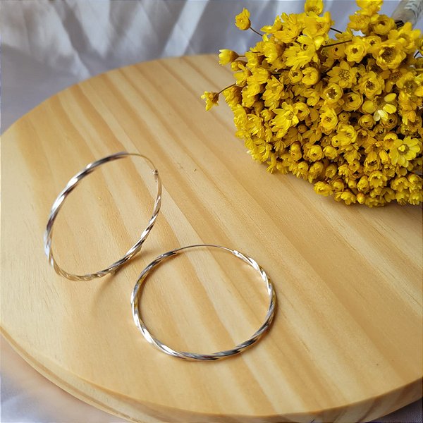 Argola Enrolada 40 mm - Prata 925