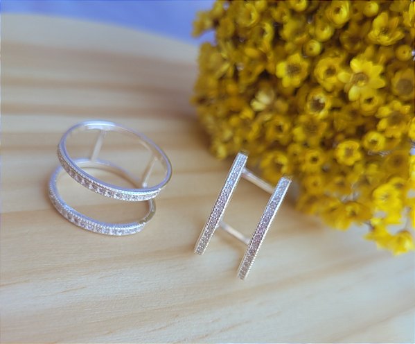 Anel c/ Pedras Zirconia - Prata 925