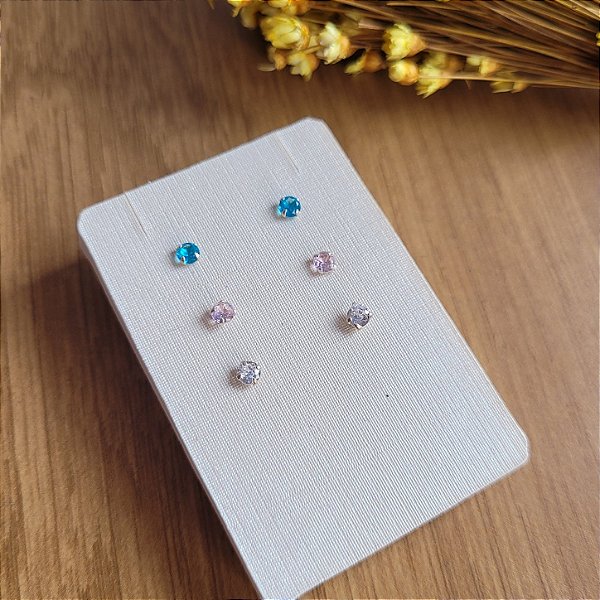 Trio Colorido 3 mm - Prata 925
