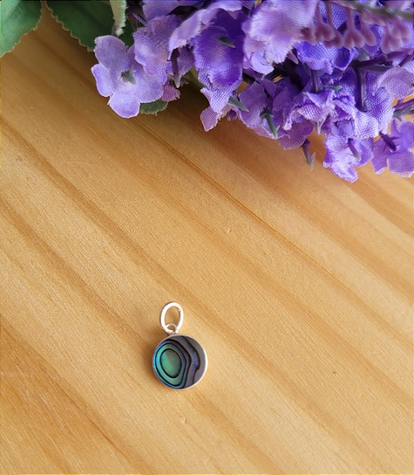 Pingente Abalone  13mm - Prata 925