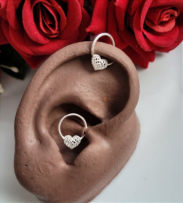 Piercing Coração Tela -  Prata - 925