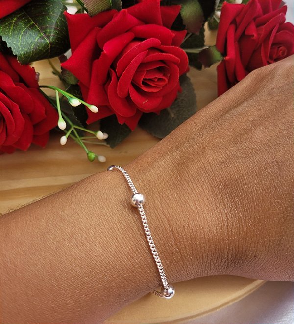 Pulseira Grummet Bola 5 mm - Prata 925