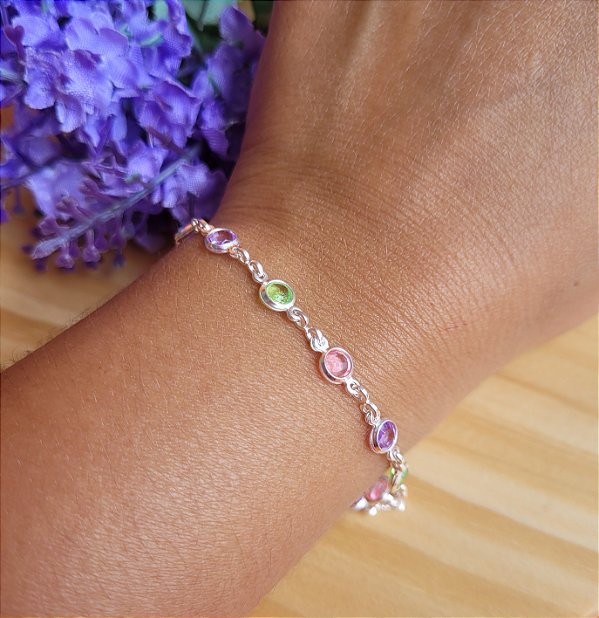 Pulseira Infantil Candy Color - Prata 925