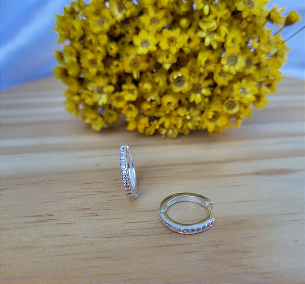 Argola Click Zircônias - Prata 925